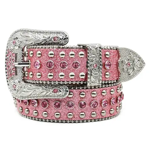 Punk-style rhinestone denim belt