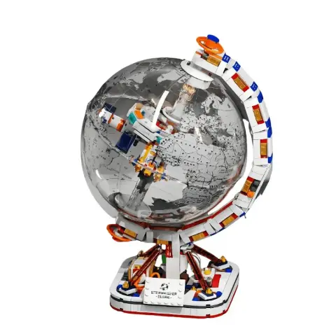 Globe Model: LEGO-Compatible Light-Up Educational Building Block Set – A Trendy Toy, Gift, and Display Piece