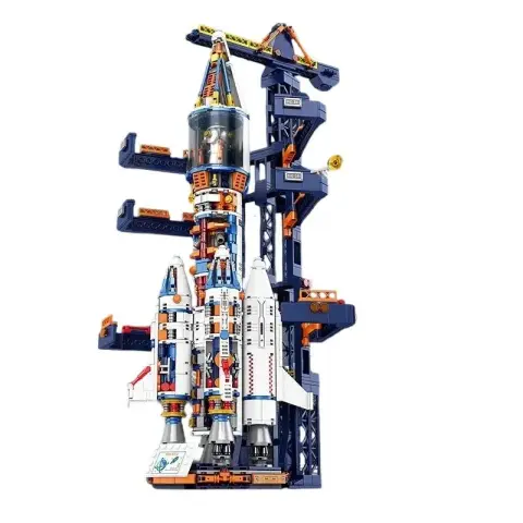 LEGO-Compatible Semi-Transparent Space Rocket Building Block Set – Educational Construction Toy