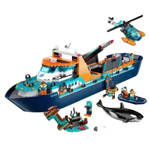 Lego-compatible polar expedition ship—a large, buildable vessel for children that actually floats.