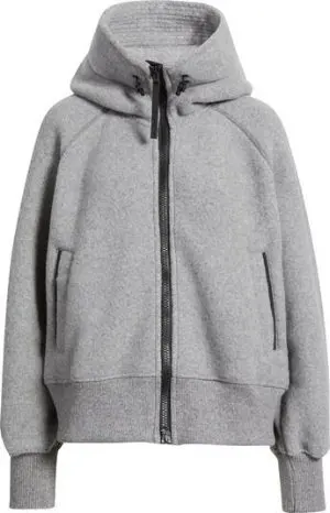 Canada Goose Grey Hooded Zip-Up Wool Jacket