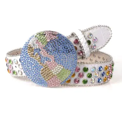 Unisex Fashionable Wide Belt Hip-Hop Punk Style Y2K Extended Rhinestone Inlaid Belt