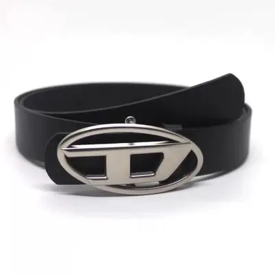 American vintage silver buckle D letter belt