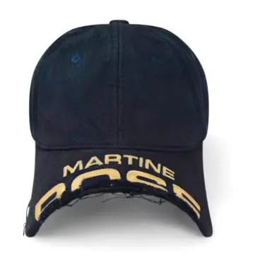 Martine Rose Broken Brim Embroider Washed Distressed Baseball Cap Dome Frayed Peaked Cap