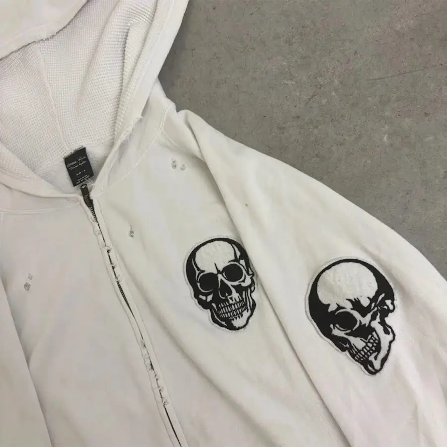 White Number Nine Double Skull Hoodies