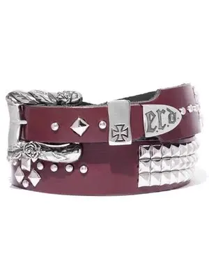 Erd Melancholy Rich Second Generation Three-Row Nail Cross Imported Cowhide Belt