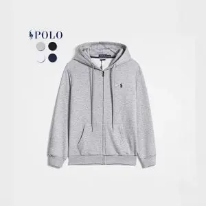 Spring and Autumn Paul Long Sleeve Sweater Men's Casual Zipper Solid Color Embroidered Pony Label Zipper Cardigan Jacket