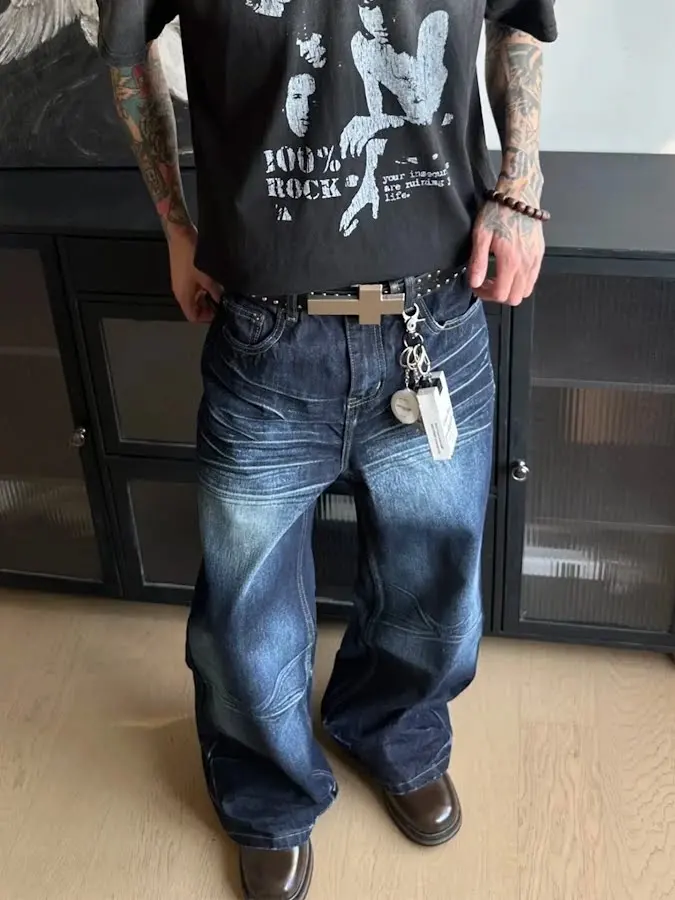 Textured Baggy Jeans