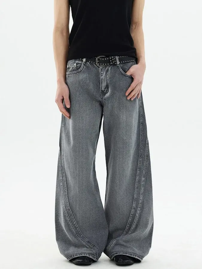 Vintage Washed Wide Leg Jeans