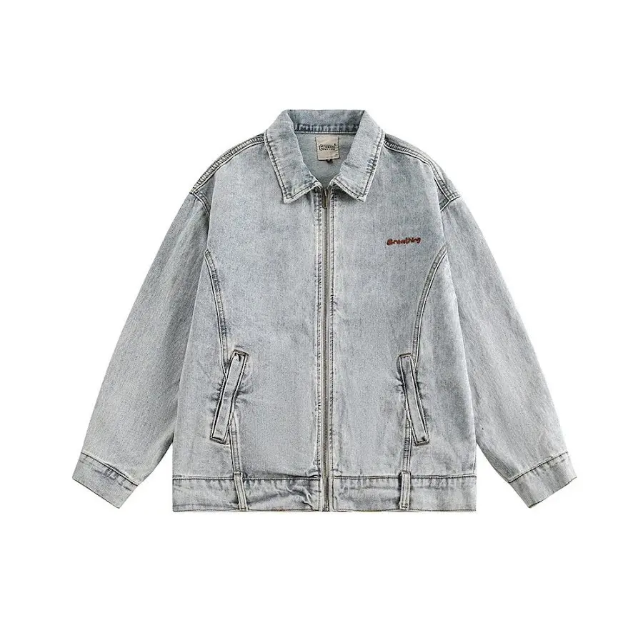 Embroidered Washed Denim Jacket