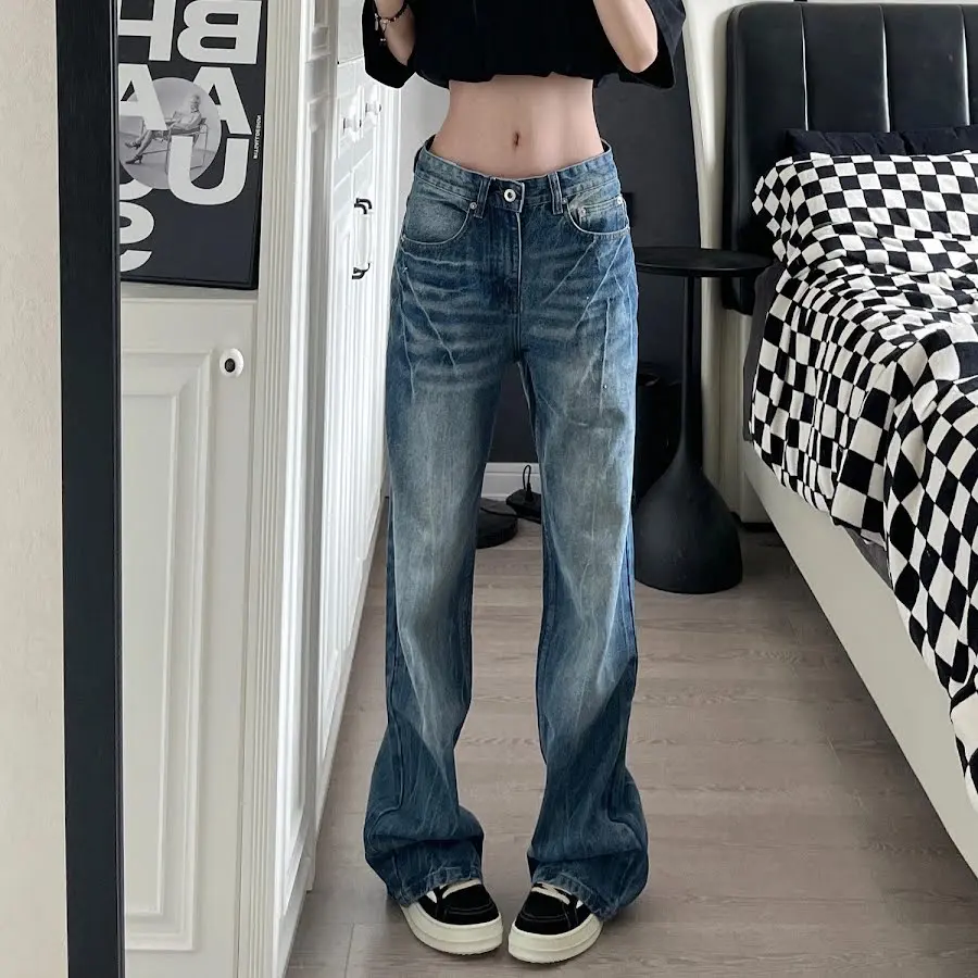 Lightning Wash Wide Leg Jeans