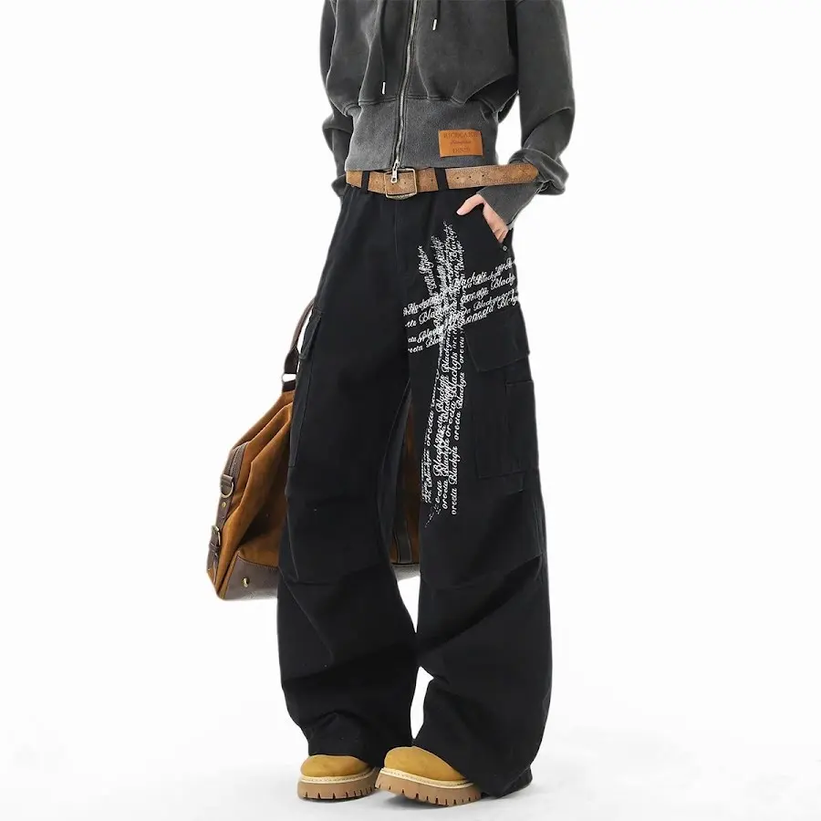 Cross Graffiti Wide Leg Jeans