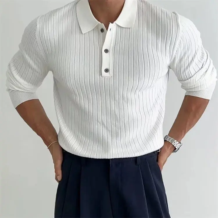 Striped Knit Polo Shirt