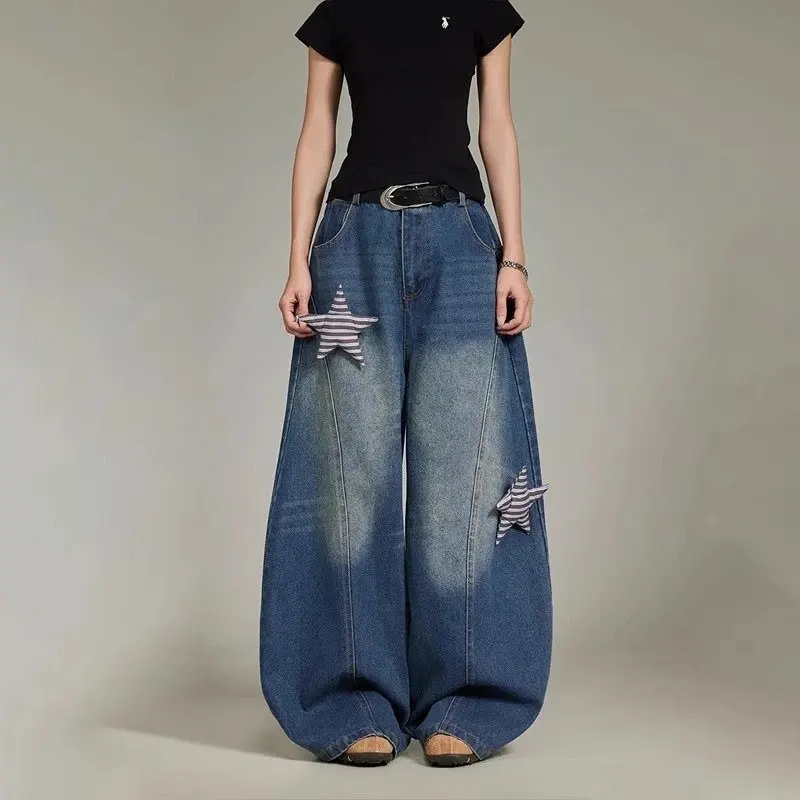 Star Patch Wide Leg Jeans