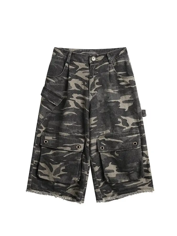 Camo Cargo Denim Shorts