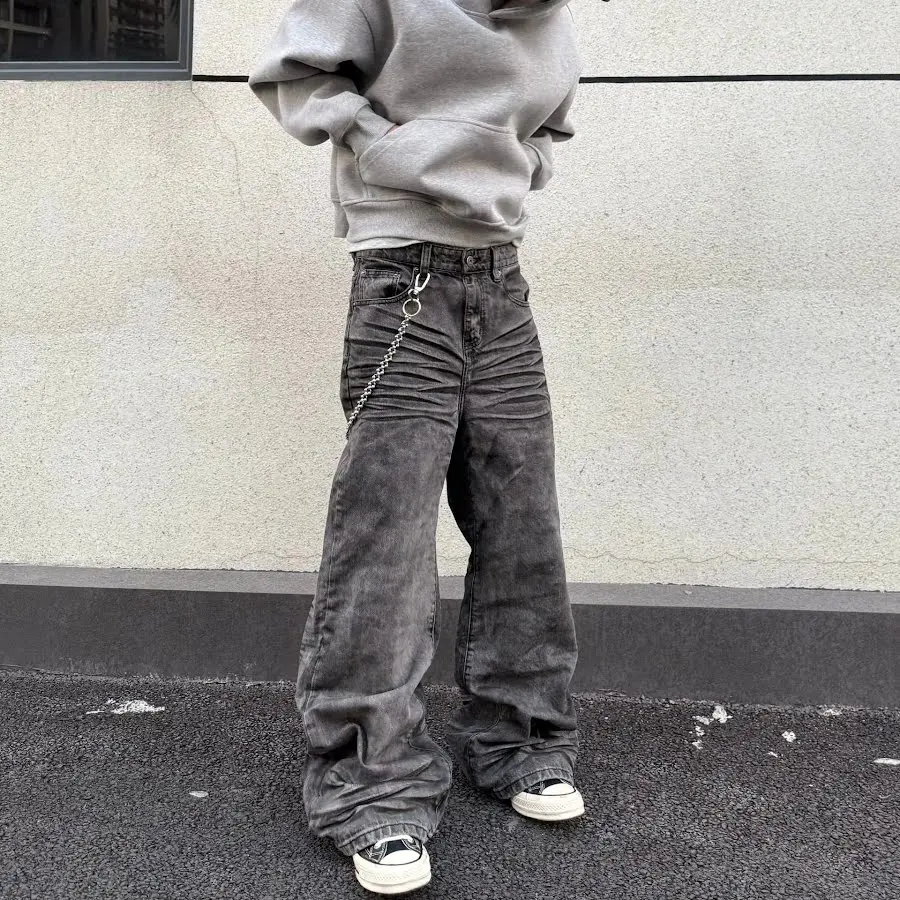 Vintage Washed Wide Leg Jeans