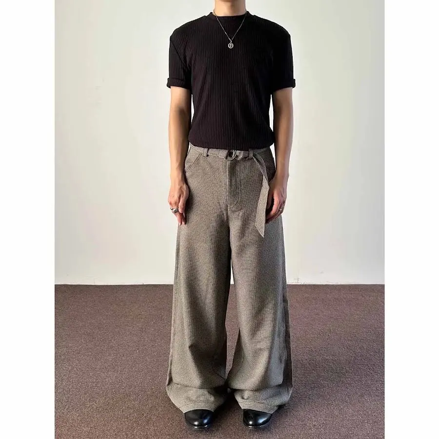 Houndstooth Pleated Trousers