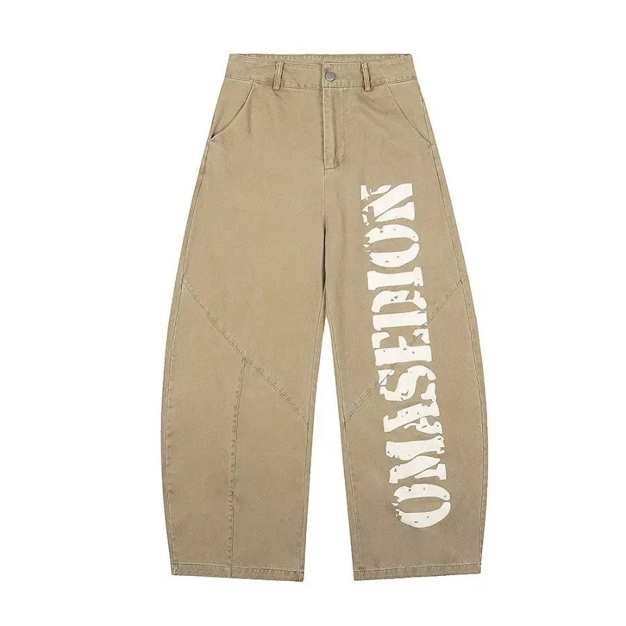 Letter Print Wide Leg Jeans