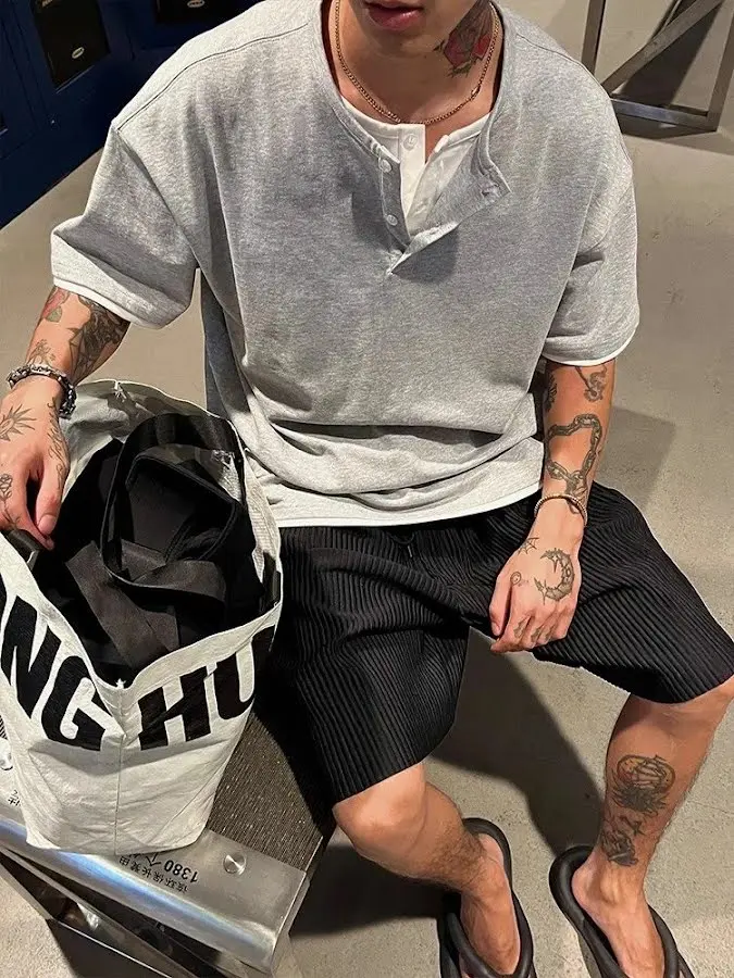 Heavyweight Layered Henley Tee