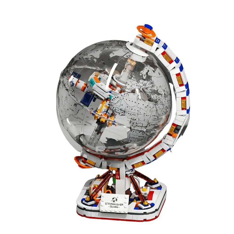Globe Model: LEGO-Compatible Light-Up Educational Building Block Set – A Trendy Toy, Gift, and Display Piece