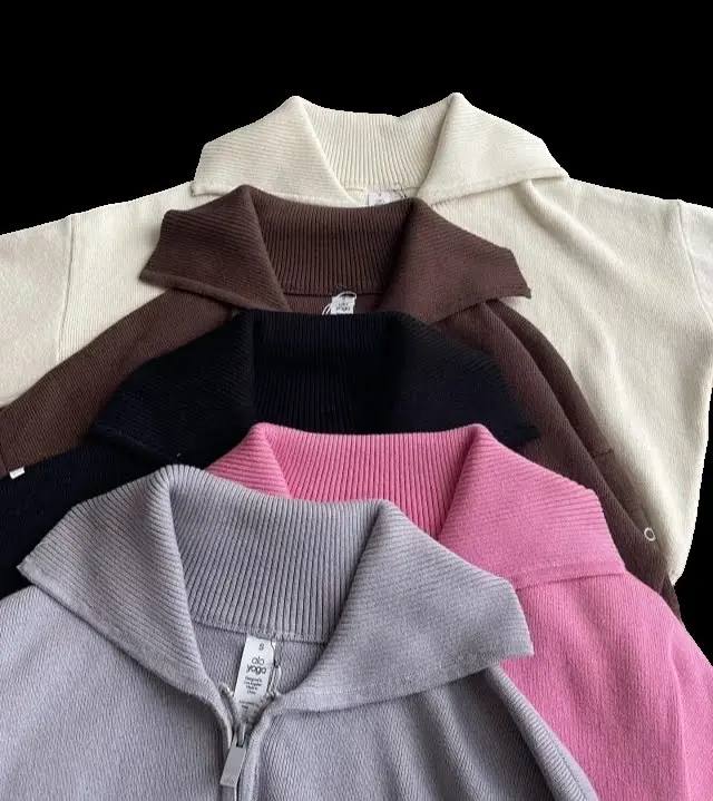 ALO Lapel Knit Zip‐up Cardigan
